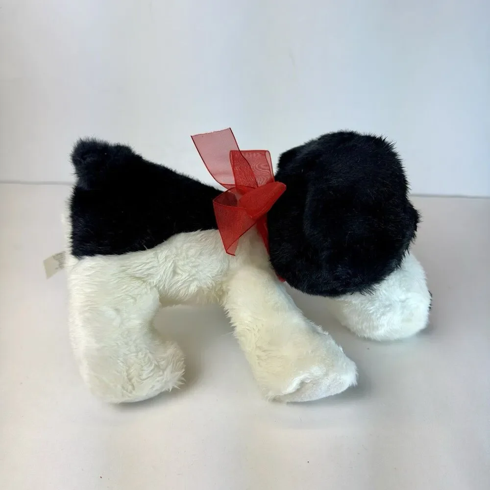 Russ Berrie Marshmallow Dog Plush Stuffed Animal White & Black Soft 9